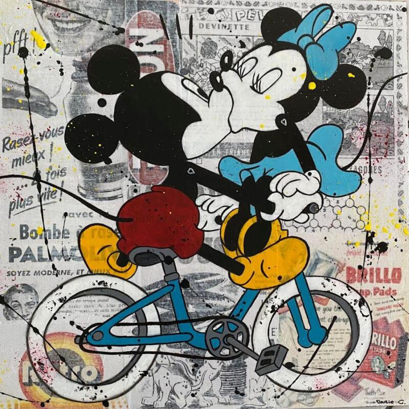 Painting F4  balade romantique by Marie G.  | Painting Pop-art Acrylic, Gluing, Wood Pop icons