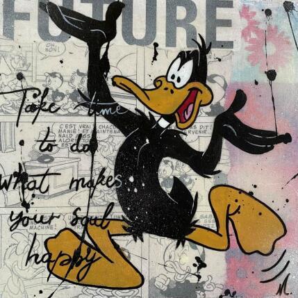 Painting F2  Daffy happy by Marie G.  | Painting Pop-art Acrylic, Gluing, Wood Pop icons