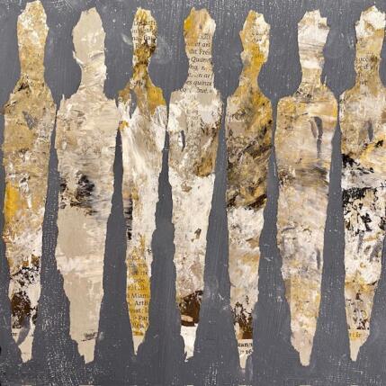 Gemälde Pêcheurs de perles von Rocco Sophie | Gemälde Art brut Acryl, Collage, Sand Minimalistisch, Pop-Ikonen
