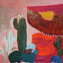 Painting A l'ombre by Lau Blou | Painting Abstract Acrylic, Gluing