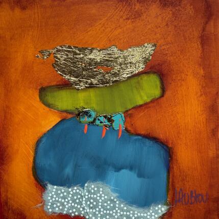 Painting Lumiere sur le rocher by Lau Blou | Painting Abstract Acrylic, Gluing