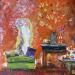 Painting La grâce by Romanelli Karine | Painting Figurative Life style Nude Acrylic Gluing Posca Pastel Gold leaf Paper