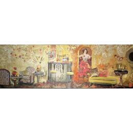 Painting L’heure du thé ou autres divertissements by Romanelli Karine | Painting Figurative Acrylic, Gluing Life style