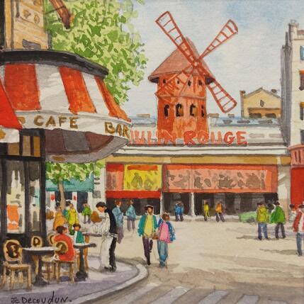 Painting Un dîner au Moulin Rouge by Decoudun Jean charles | Painting Figurative Watercolor Pop icons, Urban