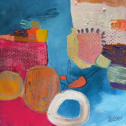 Painting La plongeuse du cercle by Lau Blou | Painting Abstract Acrylic, Gluing