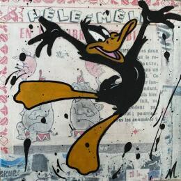 Painting F1 Daffy happy by Marie G.  | Painting Pop-art Acrylic, Gluing, Wood Pop icons
