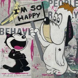 Painting F4  so happy by Marie G.  | Painting Pop-art Acrylic, Gluing, Wood Pop icons