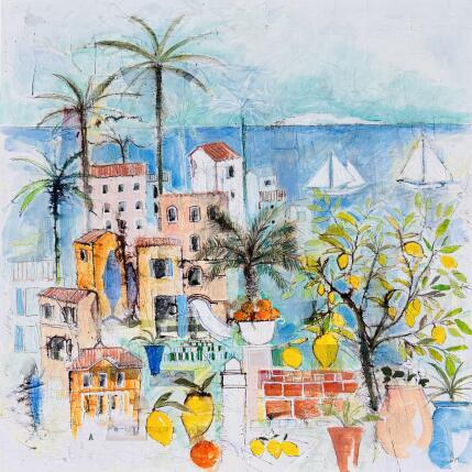 Painting Tentations maritimes by Colombo Cécile | Painting Naive art Acrylic, Gluing, Ink, Pastel, Watercolor Landscapes, Life style, Nature