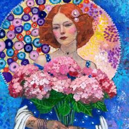 Painting Les hortensias  by Picini Victoria | Painting Figurative Acrylic, Gluing Landscapes, Life style, Portrait