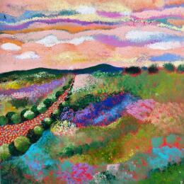Painting Le chemin magique by Picini Victoria | Painting Figurative Acrylic, Gluing Landscapes