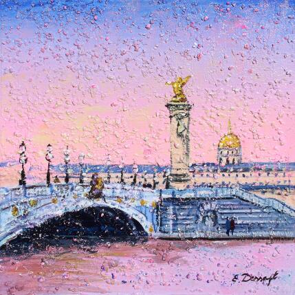 Painting Le pont Alexandre rosé by Dessapt Elika | Painting Impressionism Acrylic, Sand Pop icons