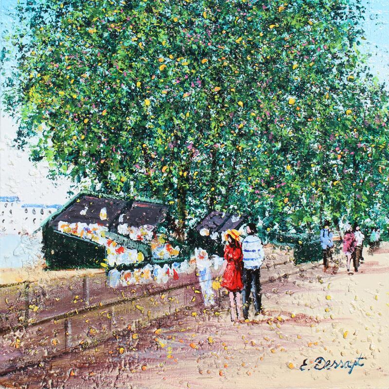 Painting Voyons voir les bouquinistes by Dessapt Elika | Painting Impressionism Acrylic, Sand Pop icons