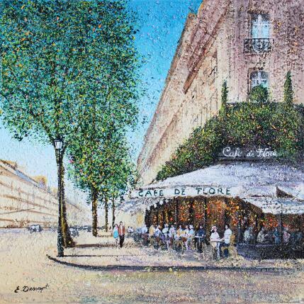 Painting Le café de Flore  by Dessapt Elika | Painting Impressionism Acrylic, Sand