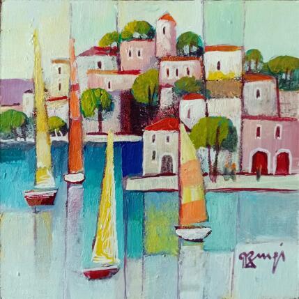 Painting LES VOILIERS by Burgi Roger | Painting Figurative Acrylic Marine, Nature, Urban