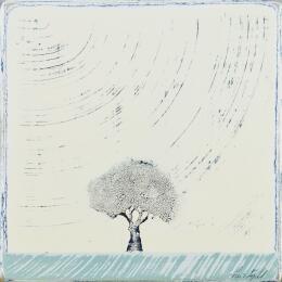 Painting Sur le bleu d'un sol 458 by ChristophL | Painting Figurative Acrylic, Ink, Wood Landscapes, Minimalist