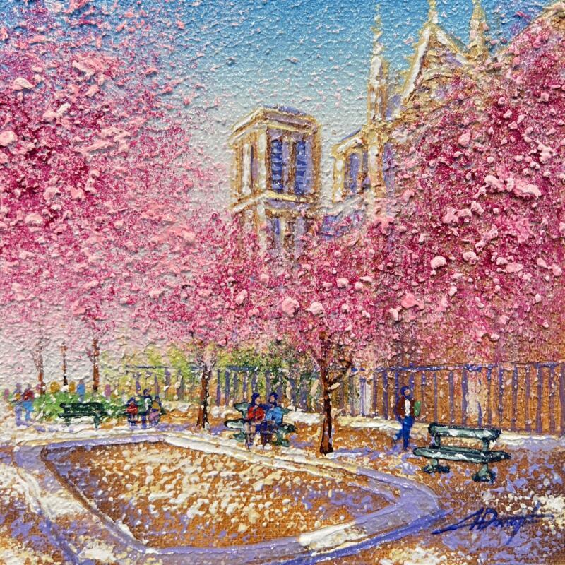 Gemälde Notre Dame en rose von Dessapt Alan | Gemälde Figurativ Acryl, Öl Urban