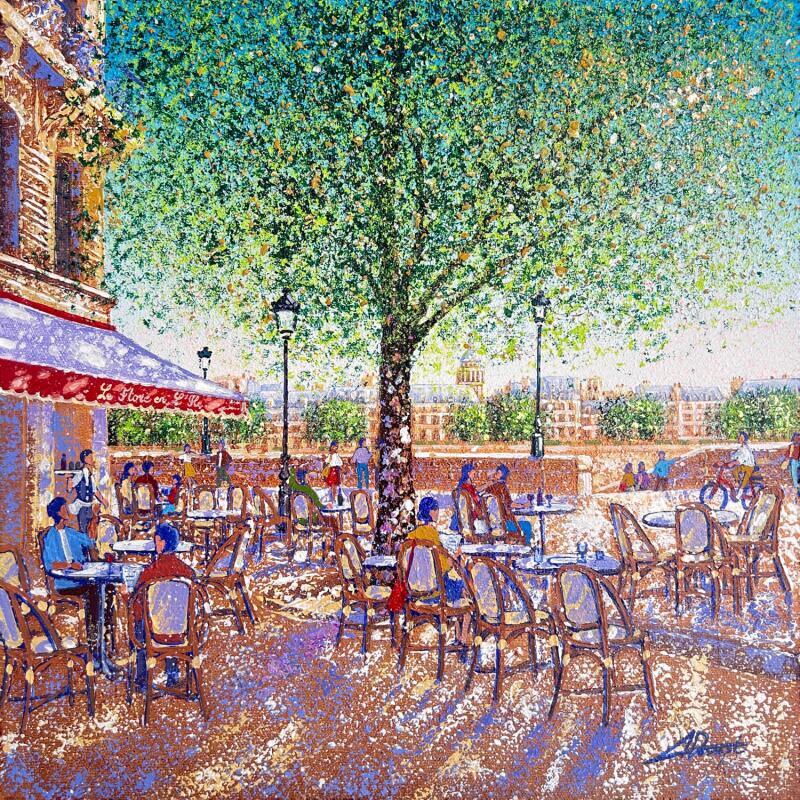 Gemälde Terrasse sur l'Île Saint-Louis von Dessapt Alan | Gemälde Figurativ Acryl, Öl Urban