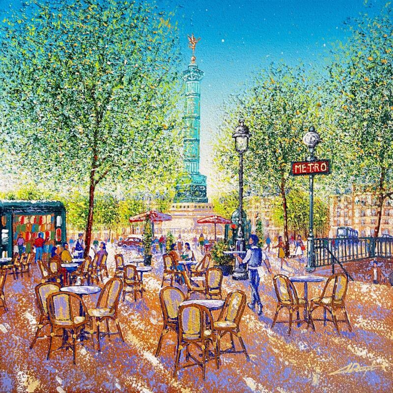 Gemälde Place de la Bastille von Dessapt Alan | Gemälde Figurativ Acryl, Öl Urban