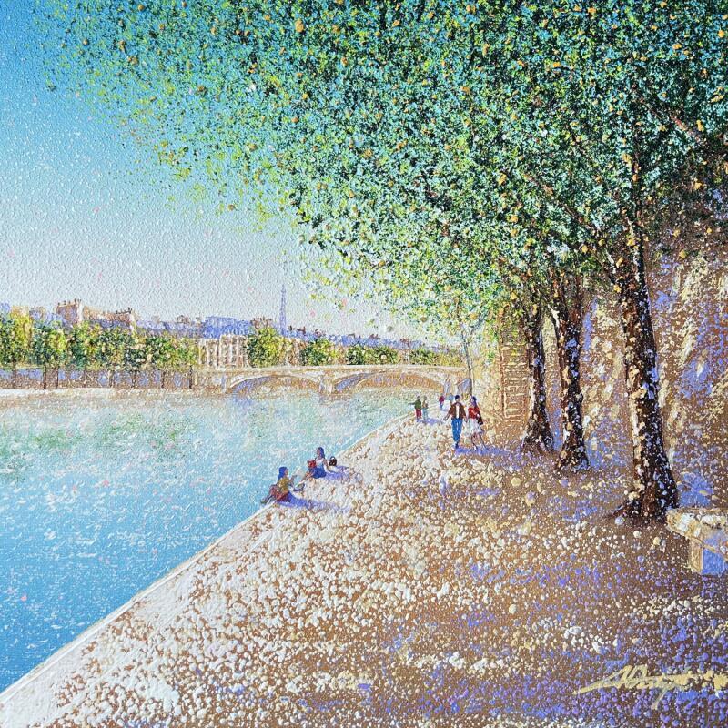 Painting Balade en bord de Seine  by Dessapt Alan | Painting Figurative Acrylic, Oil Urban