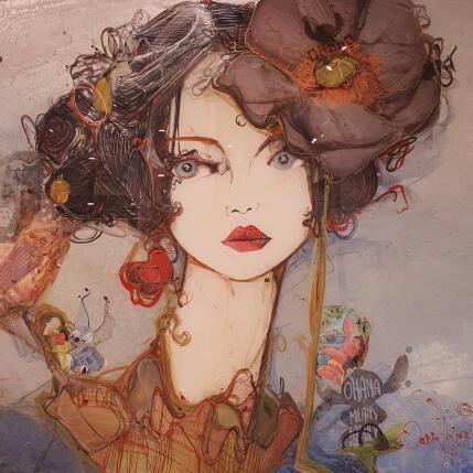 Painting Mon Amour, ma Tendresse by Roland David | Painting Figurative Acrylic, Oil, Resin Portrait