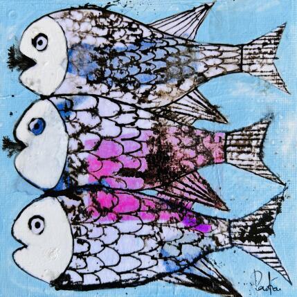 Painting Sardines by Colombo Cécile | Painting Naive art Acrylic, Gluing, Ink, Pastel, Watercolor Animals