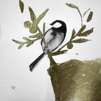 Painting L'encre dorée by Mü | Painting Figurative Gold leaf, Ink Animals, Black & White, Nature