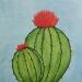 Painting Cactus in bloom, stitched in time by Vazquez Laila | Painting Figurative Nature Watercolor Textile