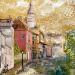 Painting Côté Montmartre by Romanelli Karine | Painting Figurative Urban Life style Acrylic Gluing Posca Silver leaf Paper
