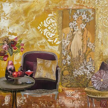 Painting Joy by Romanelli Karine | Painting Figurative Acrylic, Gluing, Gold leaf, Paper, Pastel, Posca Life style