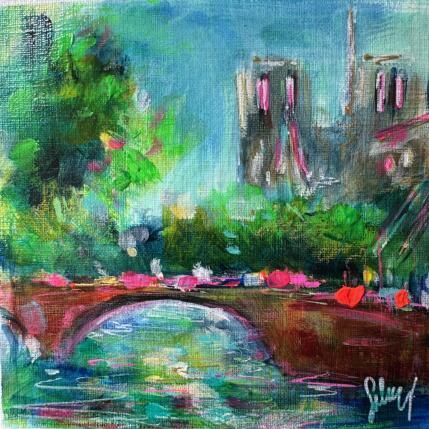 Painting Green Paris  by Solveiga | Painting  Acrylic
