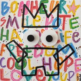 Painting BONHEUR by Mam | Painting Pop-art Acrylic Minimalist, Pop icons, Portrait