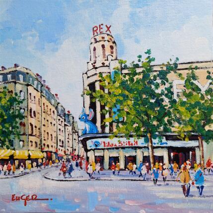 Painting LE GRAND REX A PARIS by Euger | Painting Figurative Acrylic Life style, Society, Urban