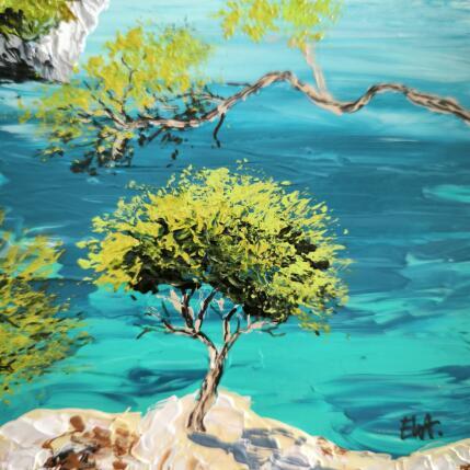 Painting En regardant la mer. by Rey Ewa | Painting Figurative Acrylic Landscapes