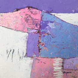 Painting Silhouette de colline 1 by Ottenjann Andrea | Painting Abstract Acrylic Landscapes