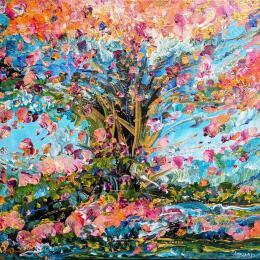 Painting Arbuste fleuri  numéro 2 by Amblard Florence | Painting Abstract Acrylic Nature