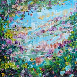 Painting La clairière fleurie  by Amblard Florence | Painting Abstract Acrylic Nature