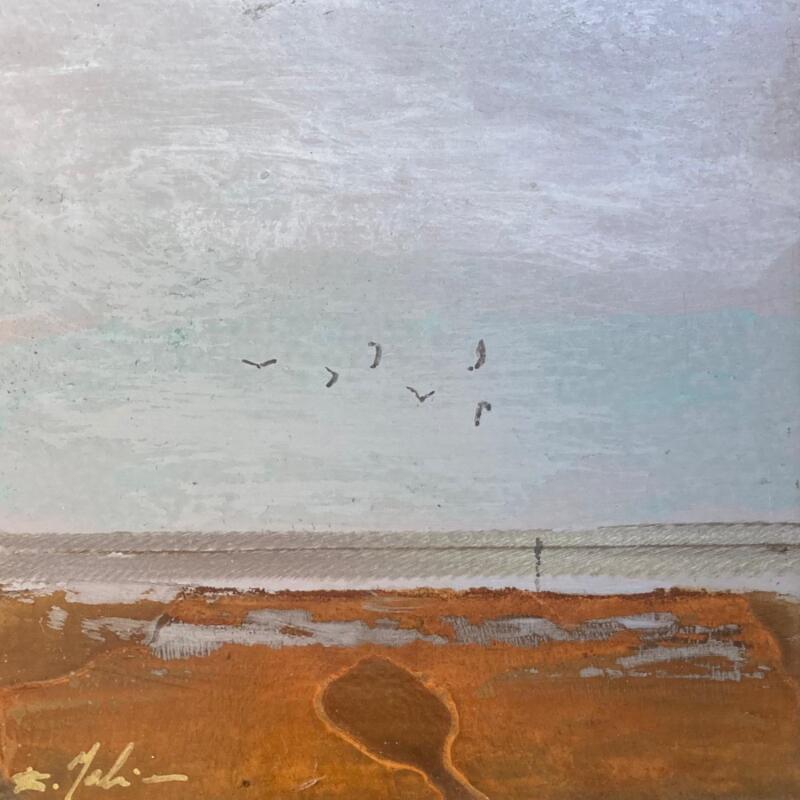 Painting Les goélands  by Mahieu Bertrand | Painting Figurative Landscapes Metal