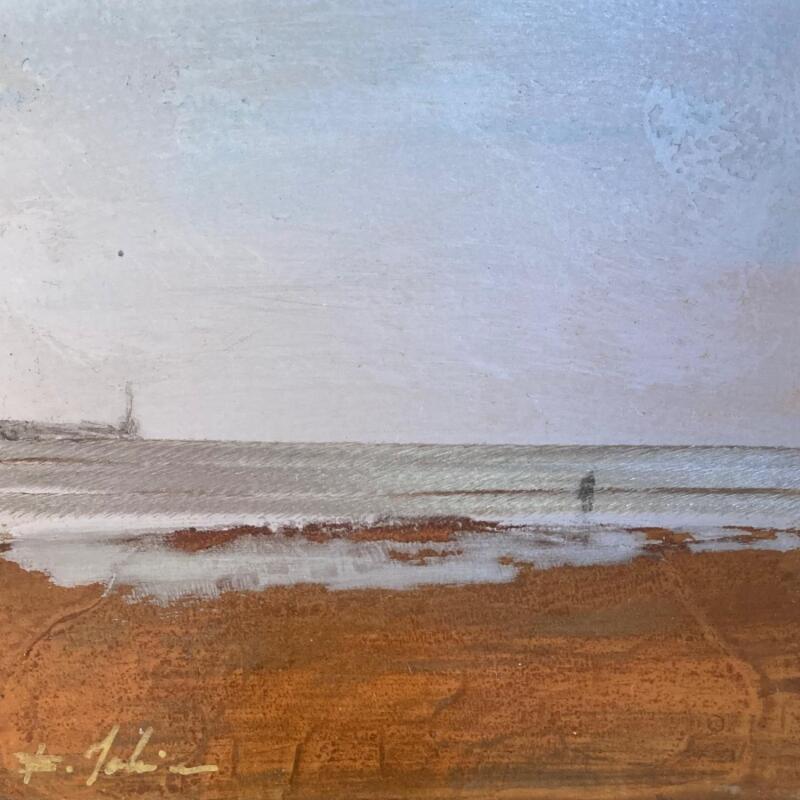 Painting Couple à la mer  by Mahieu Bertrand | Painting Figurative Landscapes Metal
