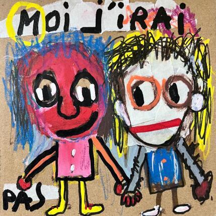 Painting MOI J'IRAI PAS by Zaïdi Larbi | Painting Raw art Acrylic, Pastel, Posca Portrait