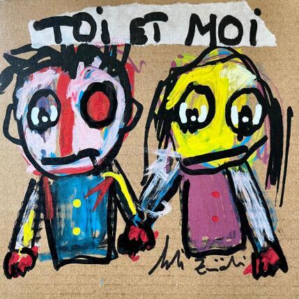 Painting TOI ET MOI by Zaïdi Larbi | Painting Raw art Acrylic, Pastel, Posca Portrait
