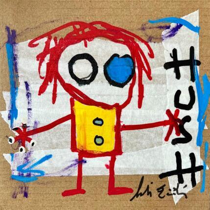 Painting HUSH by Zaïdi Larbi | Painting Raw art Acrylic, Pastel, Posca Portrait