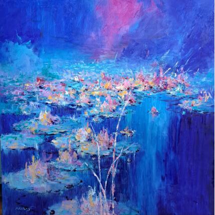 Peinture Magic in blue par Petras Ivica | Tableau Figuratif Huile Paysages