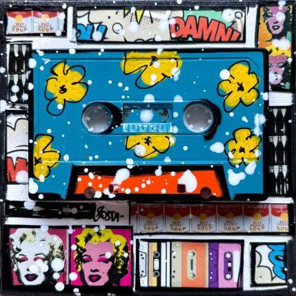 Painting POP K7 (bleu) by Costa Sophie | Painting Pop-art Acrylic, Gluing, Upcycling Pop icons