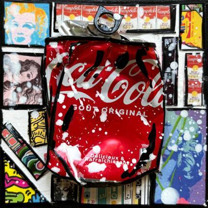 Painting POP COKE (Multicolor) by Costa Sophie | Painting Pop-art Acrylic, Gluing, Upcycling Pop icons