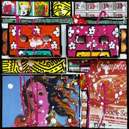 Painting POP K7 by Costa Sophie | Painting Pop-art Acrylic, Gluing, Upcycling