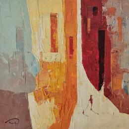 Painting El petit gat vermell by Tomàs | Painting Abstract Oil Life style, Pop icons, Society