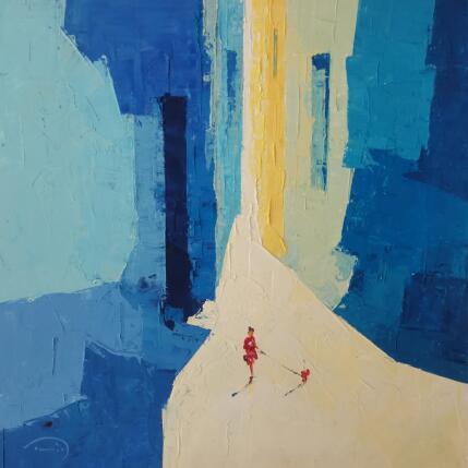 Painting El gos vermell by Tomàs | Painting Abstract Oil Life style, Society, Urban