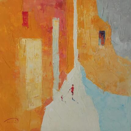 Painting La maison jaune by Tomàs | Painting Abstract Oil Life style, Urban