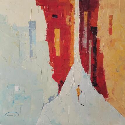 Painting Vestida de groc by Tomàs | Painting Abstract Oil Urban