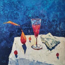 Painting Formatge amb vi by Tomàs | Painting Impressionism Oil Still-life